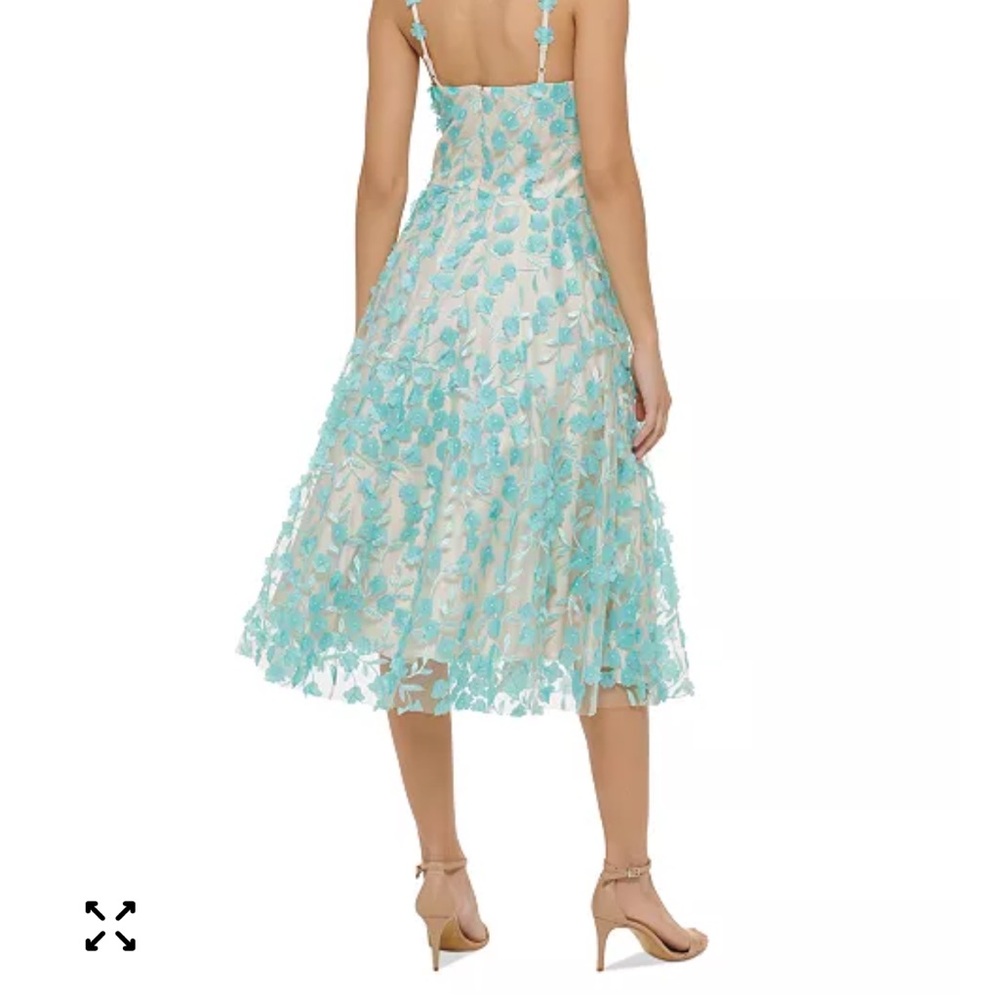 Eliza J Aqua Floral Midi Dress - Picture 2 of 7